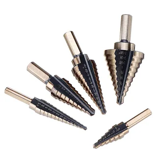 5pcs Hss Cobalt Step Drill Bit Set Multiple Hole 50 Sizes with Aluminum Case Cobalt coated for smoother cooler cutting hown - store