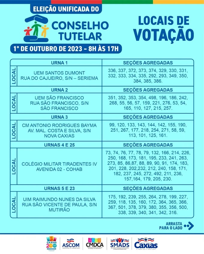 LOCAIS DE VOTAÇÃO CONSELHO TUTELAR. 01/10/2023