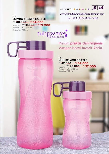 Promo Diskon Tulipware Oktober 2018, Jumbo Splash Bottle, Mini Splash Bottle