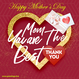 Mom you are The Best mom, Thank you. Happy Mothers Day golden love heart frame, love heart symbol, gift box