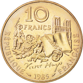 French Coins 10 Francs 1985 Victor Hugo