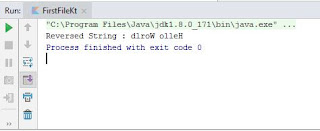 Reverse a string in kotlin using for loop - output