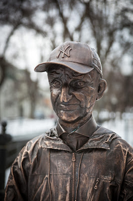 A close-up of the same statue, showing the man’s face. Photographer: Björn Lans/Balansfoto