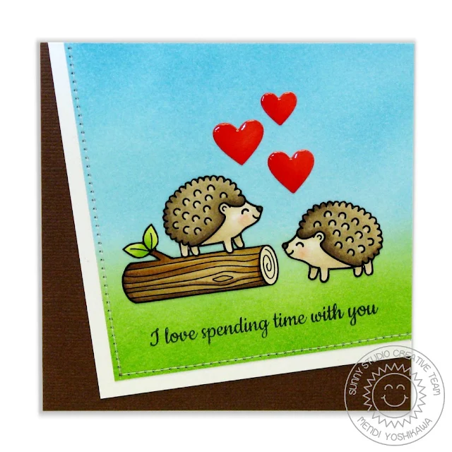 Sunny Studio Stamps: Woodsy Creatures Hedgehog Card by Mendi Yoshikawa