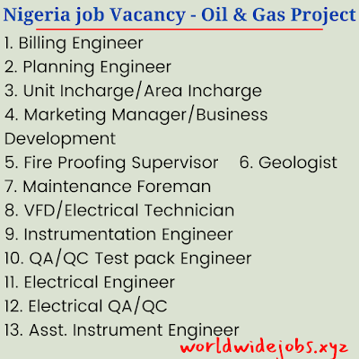 Nigeria job Vacancy - Oil & Gas Project