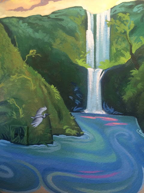 oregon waterfall mural, oregon muralist, portland muralist, columbia river gorge, columbia river gorge mural, oregon mural artist