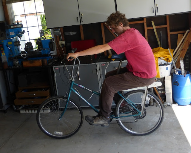 testing bike rack as seat