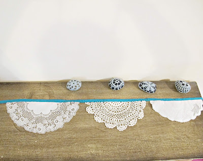 image domum vindemia doily bunting shabby chic upcycled teal turquoise blue peacock