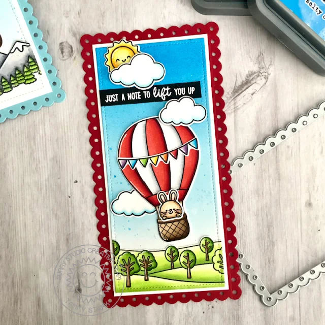 Sunny Studio Stamps: Country Scenes Balloon Rides Slimline Dies Everyday Cards by Tammy Stark