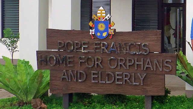 signboard of the Pope Francis Home for Orphans and the Elderly in Palo Leyte