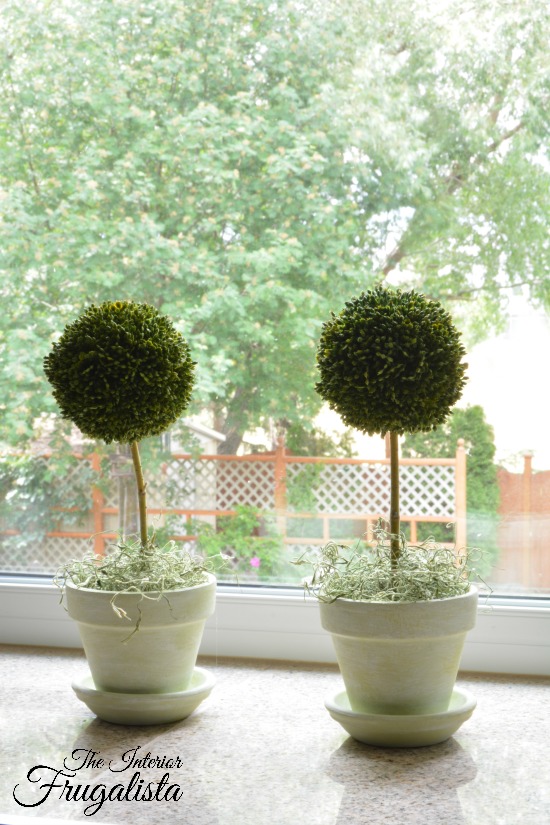 Thrift Store Decor Faux Boxwood Topiaries