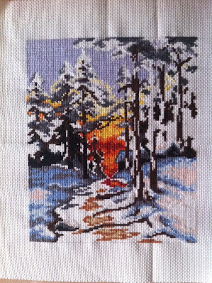 haft krzyżykowy cross stitch zimowy krajobraz