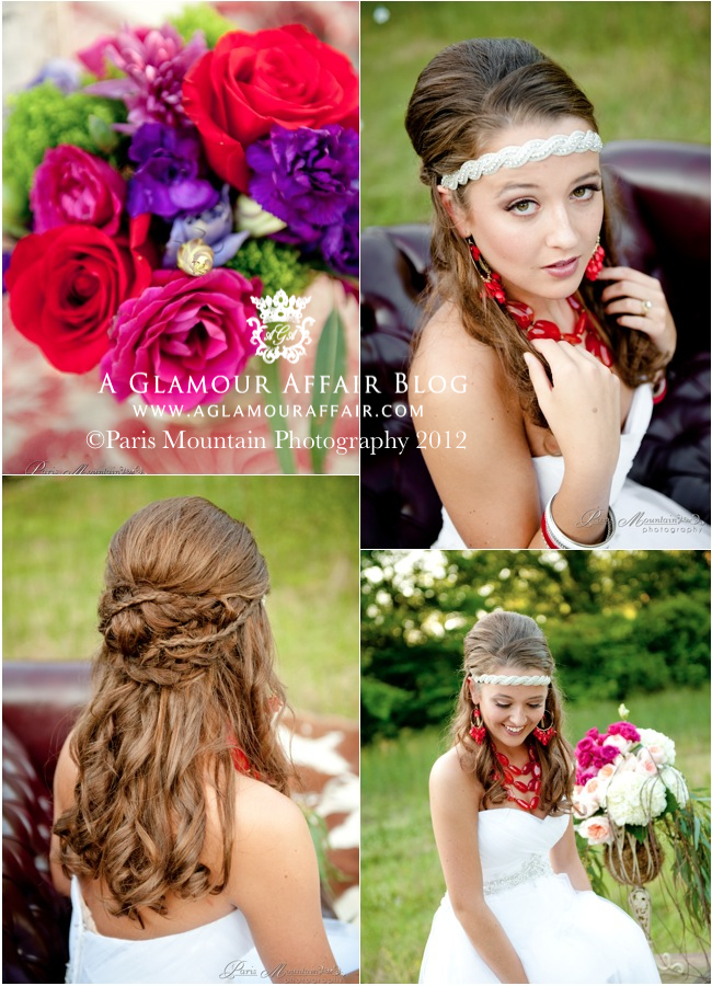 styled photo shoot with long flowing braided hairstyle gypsy style bridal