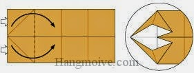 Bước 5: Từ vị trí mũi tên, mở lớp giấy, kéo và gấp cạnh giấy sang bên phải.