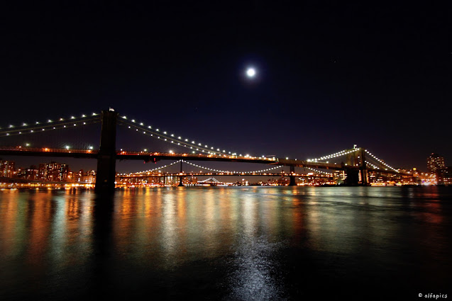 Manhattan e Brooklyn bridge dal Pier 17-New York