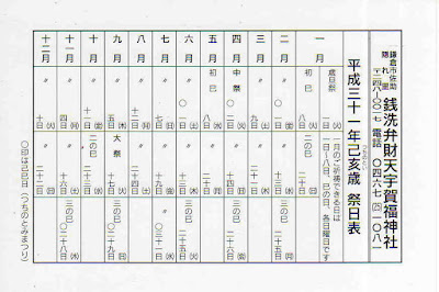  銭洗弁財天祭日表