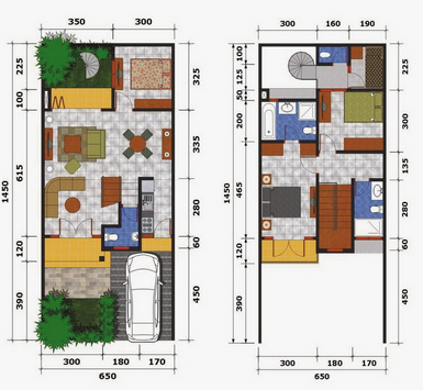 Desain Denah Rumah Minimalis 2 Lantai type 90