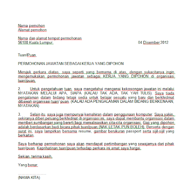 Contoh Cover Letter Jawatan Juruteknik - Contoh Si