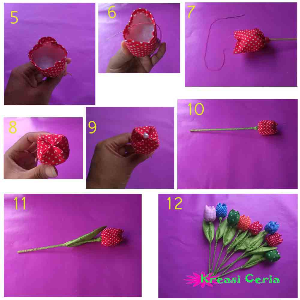 Tutorial Cara Membuat Bunga  Tulip  dari  Kain  Perca 