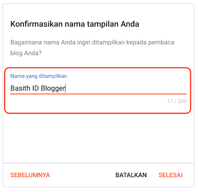 Membuat Nama Profile Publik