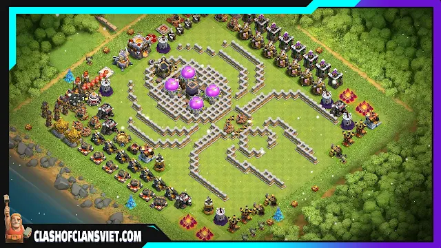 base coc troll xếp hình con nhện