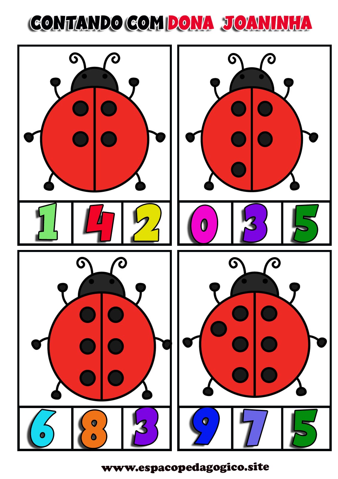 Jogo de educação para crianças contar as fotos e colorir o número