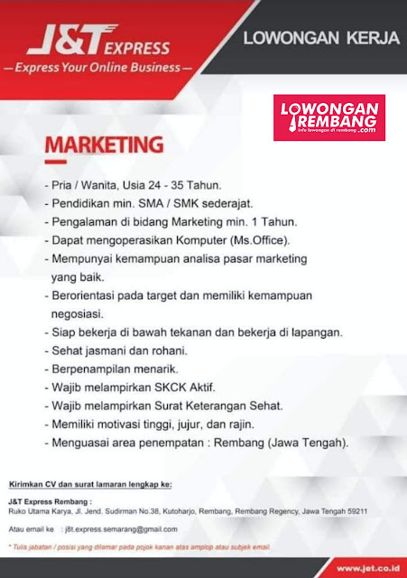 Lowongan Kerja Marketing J&T Express Rembang