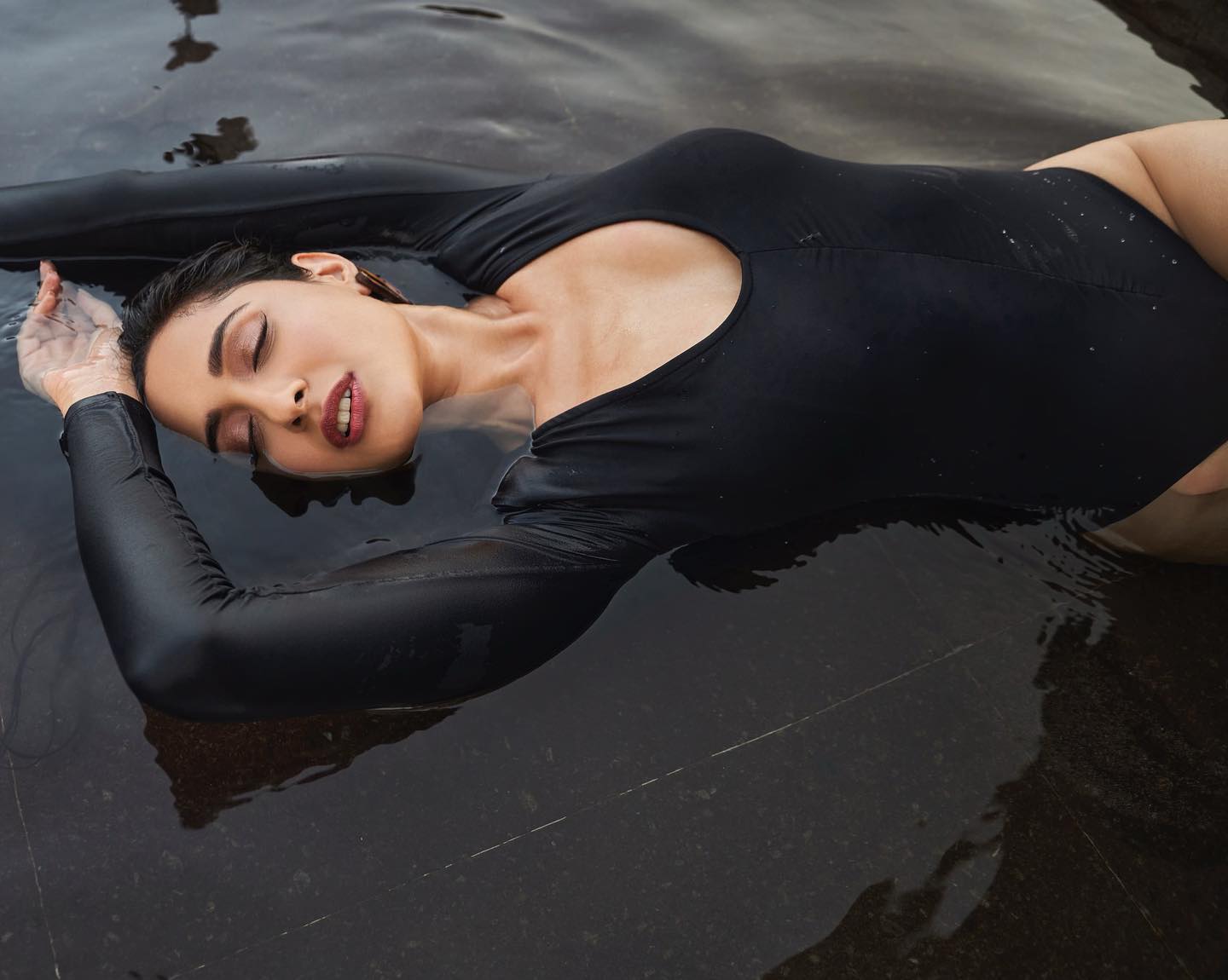 Pragya Jaiswal black swimsuit sexy body