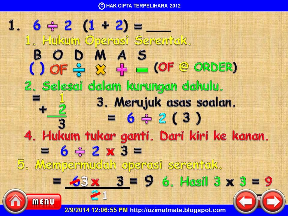 AZIMAT MATEMATIK: NOMBOR : OPERASI BERGABUNG