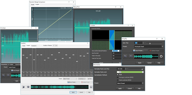 screenshot demonstrating different audio adjustments and controls for music editing