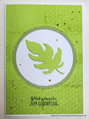 Geburtstagskarte in Grün mit Blatt und Korbmuster  Stampin' Up! www.eris-kreativwerkstatt.blogspot.de