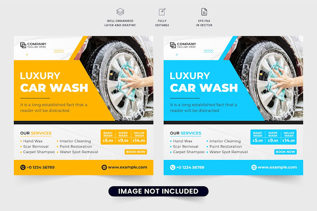 Car wash promotional web banner vector free download