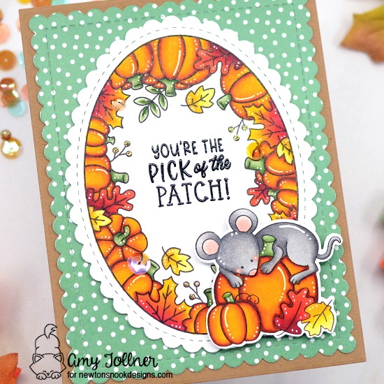 Autumn Oval Stamp Set, Autumn Mice Stamp and Die Set, Autumn Paper Pad, Oval Frames Die Set, Frames and Flags Die Set by Newton's Nook Designs #newtonsnookdesigns #newtonsnook #handmade