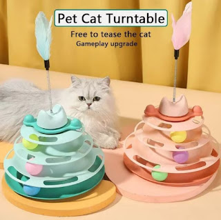 Interactive Funny Tower Cat Toy Rotating Game Plate with Colorful Balls