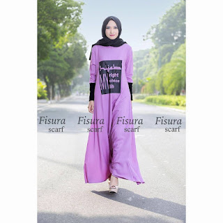 Gamis Katun Rayon Sablon My Hijab  by FIisura Ungu