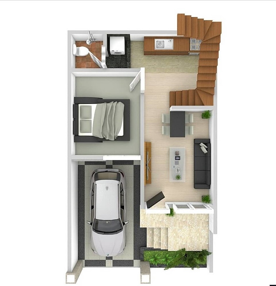Desain Dan Denah Rumah 2 Lantai Dengan Luas Lahan 6 X 10 M Walaupun Kecil Tapi Tampil Elegan Homeshabbycom Design Home Plans