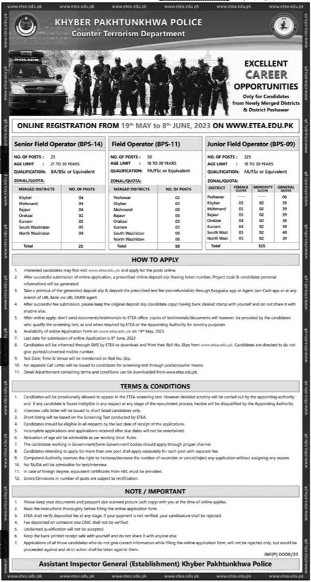 Khyber Pakhtunkhwa (KPK) Police Jobs 2023