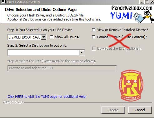 opsi format yang tersedia