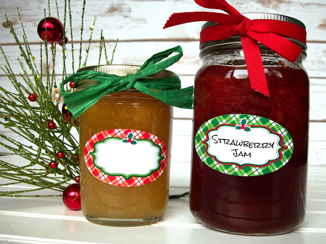 Plaid Red & Green Christmas Oval Canning Jar Labels