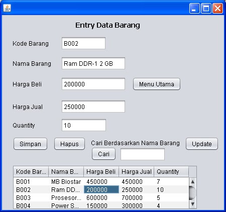 SourceCode Sistem Informasi Penjualan Menggunakan Java 