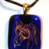 Gold Horse Head on Glass Pendant by MysticPrism