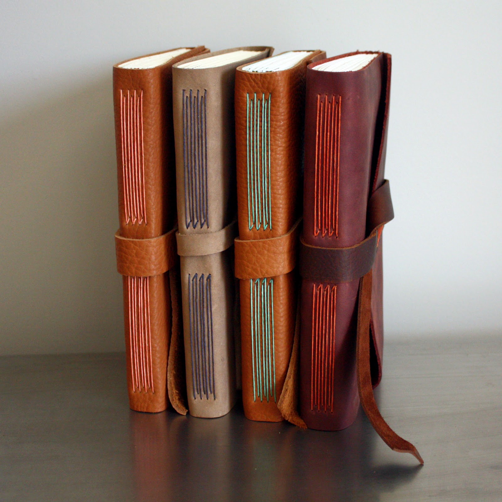 Leather long stitch books by linenlaid&felt 