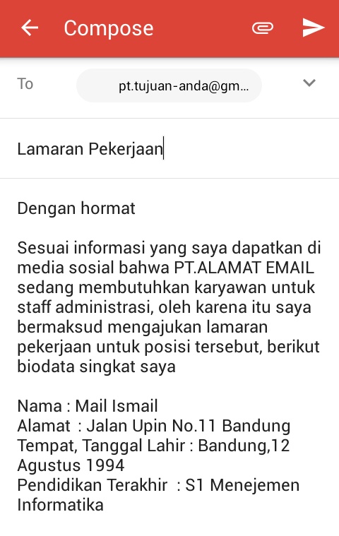 cara mengirim lamaran lewat email di hp