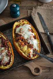 Courge farcie spaghetti à la bolognaise