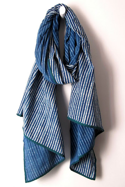 Foulard Lucas du Tertre rayé bleu