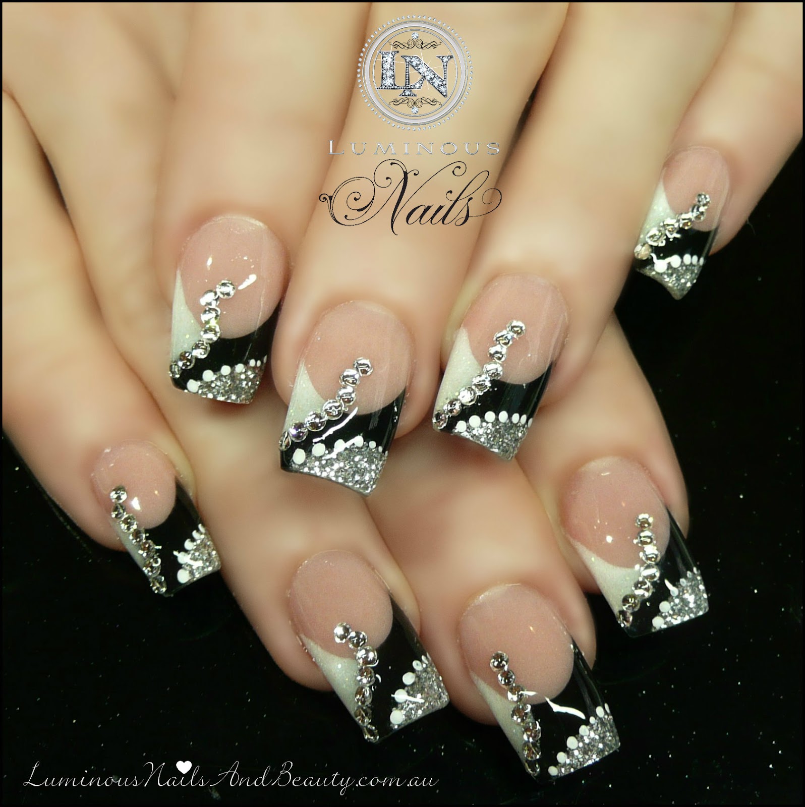 Black And Silver Acrylic Nail Designs