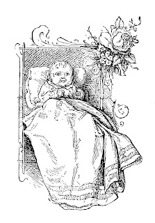 baby victorian illustration artwork pencil drawing clipart image transfer