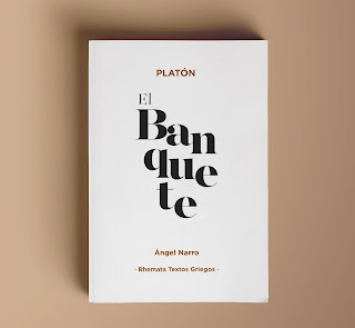 Portada blanca con letras negras del libro El Banquete de Platón