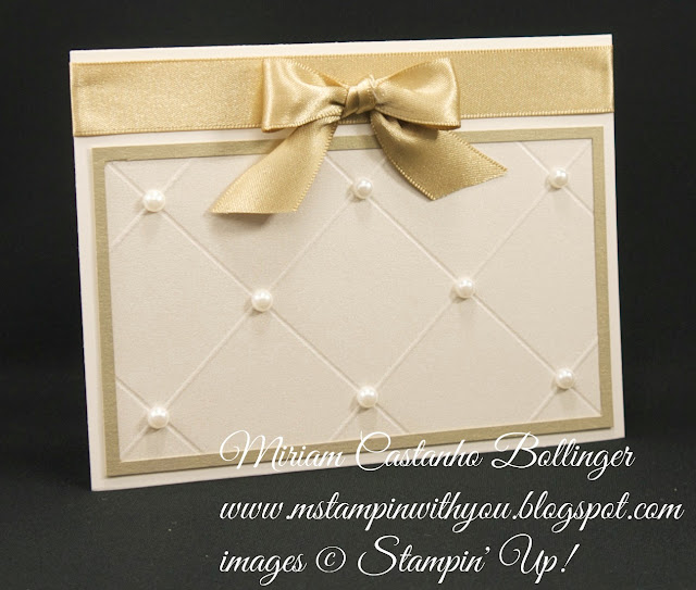 Miriam Castanho-Bollinger, #mstampinwithyou, stampin up, demonstrator, ccmc, wedding card, brushed gold card stock, shimmery white cardstock, simply scored,su