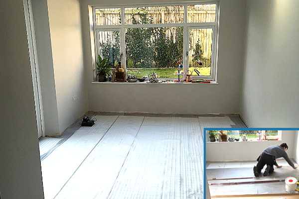 laying the top foam before laying the laminate flooring 